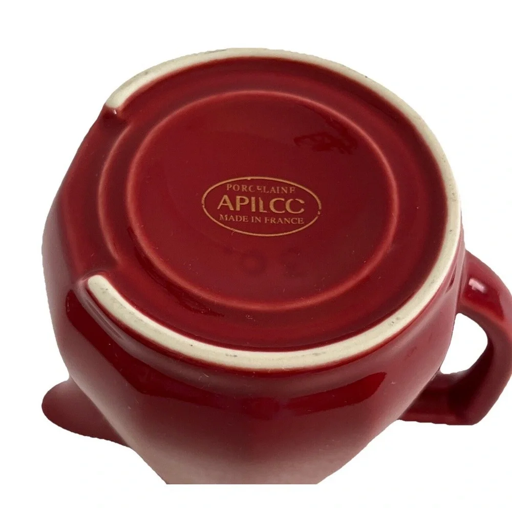 Apilco Flora, Red with Goldrim‎ Creamer - Made in France